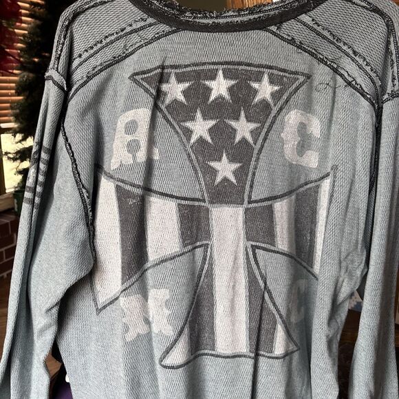 VINTAGE MENS AFFLICTION THERMAL LONGSLEEVE REVERSIBLE DISTRESSED FIGHTER XL/XXL - Picture 5 of 9